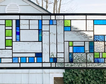 Mission Geometric in Blue & Green panel - 34.875" wide x 11.875" tall