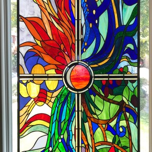 Stained Glass Window Panel Burst of Color 24 x 36 image 3