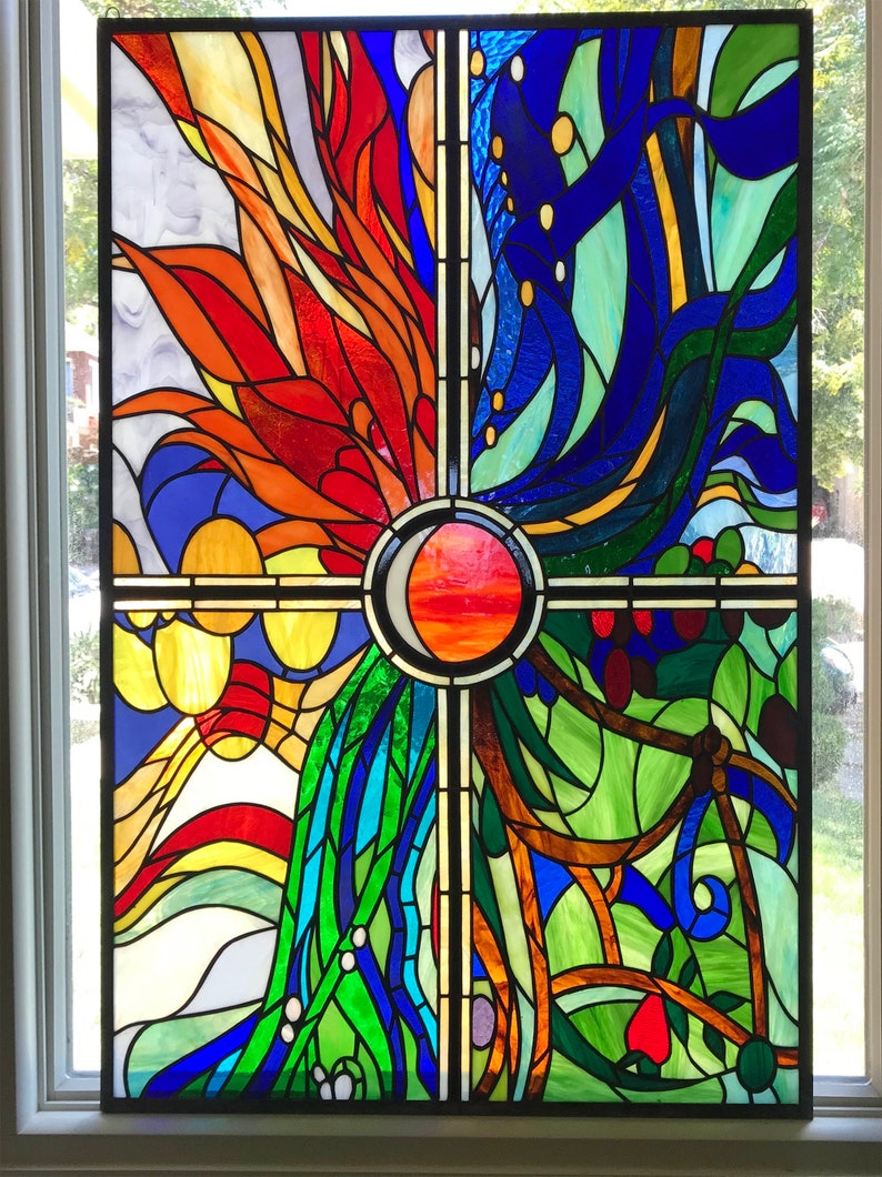 Stained Glass Window Panel Burst of Color 24 x 36 image 3