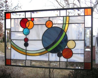 Stained Glass Window Panel--Galaxy #2 -- 21  1/2" x  13  5/8"