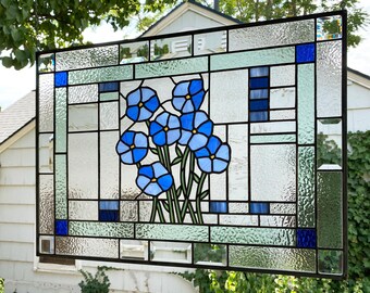 Forget Me Not- Flowers over Geo- 20.25" tall x 28.125" wide