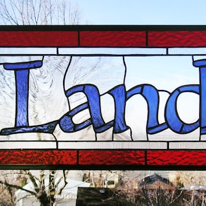 Stained Glass Window Panel--&quot;Name Example&quot; Panel--10&quot; x 21.5&quot;