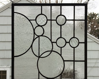 Circles on a Grid Panel #3 Stained Glass Window Panel---11.5" x 11.5"