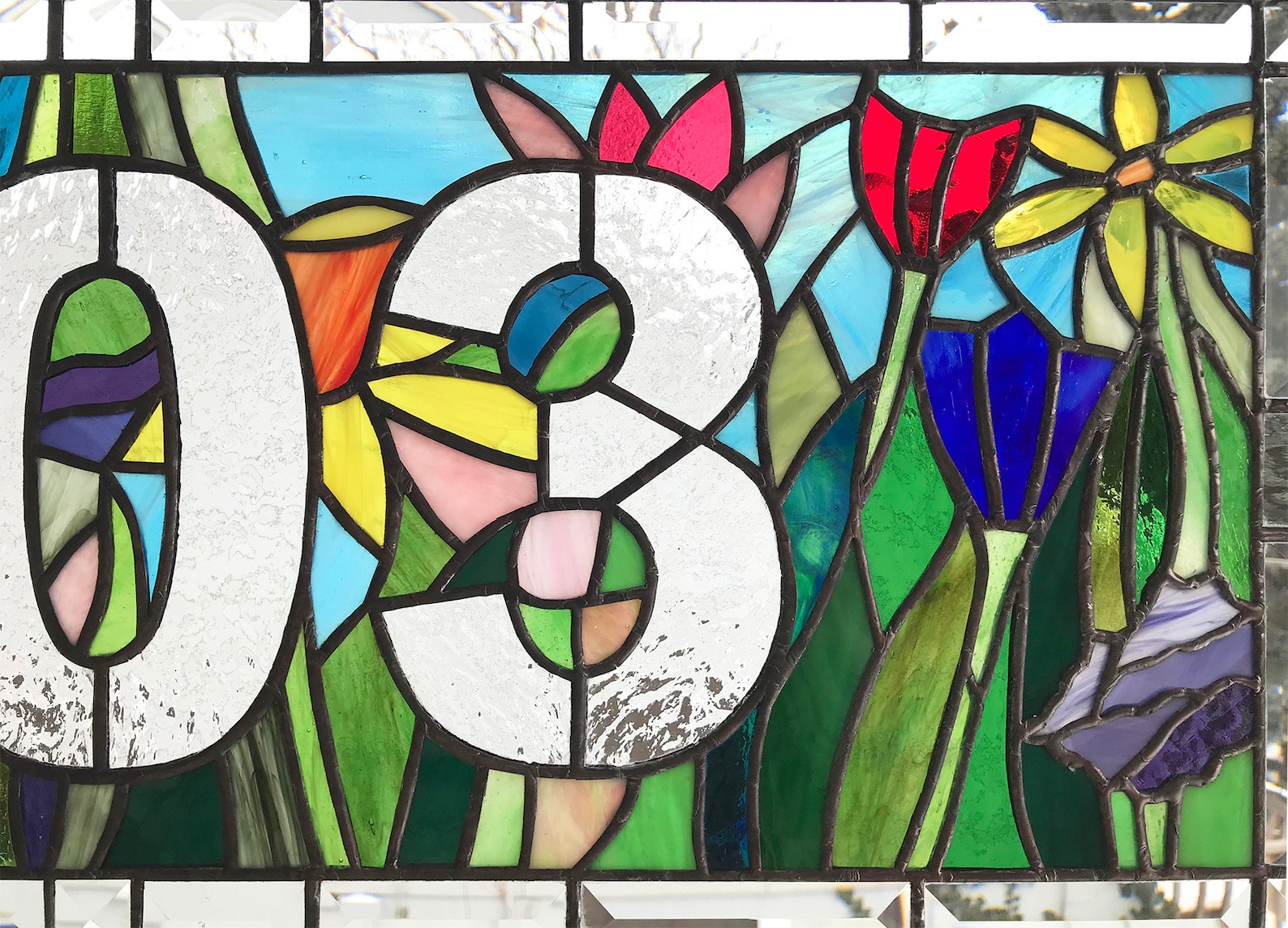Stained Glass Panel Spring Flower Garden With Address 29 | Etsy