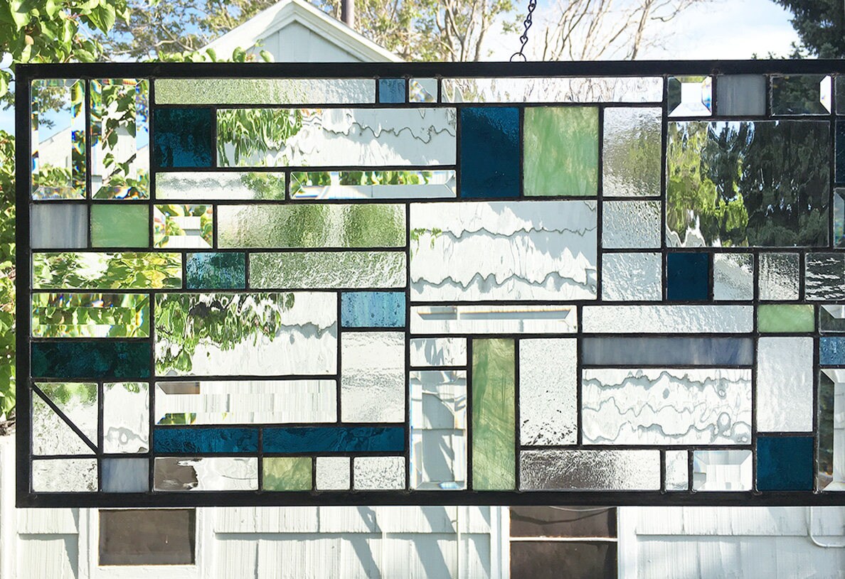 Stained Glass Window Panel--craftsman Style Transom Panel