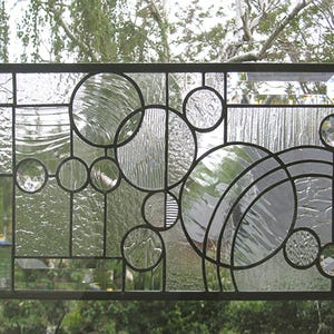 Circle Study--10&quot; x 21&quot; --Stained Glass Window Panel