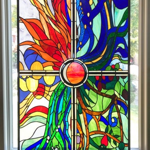 Stained Glass Window Panel Burst of Color 24 x 36 image 4