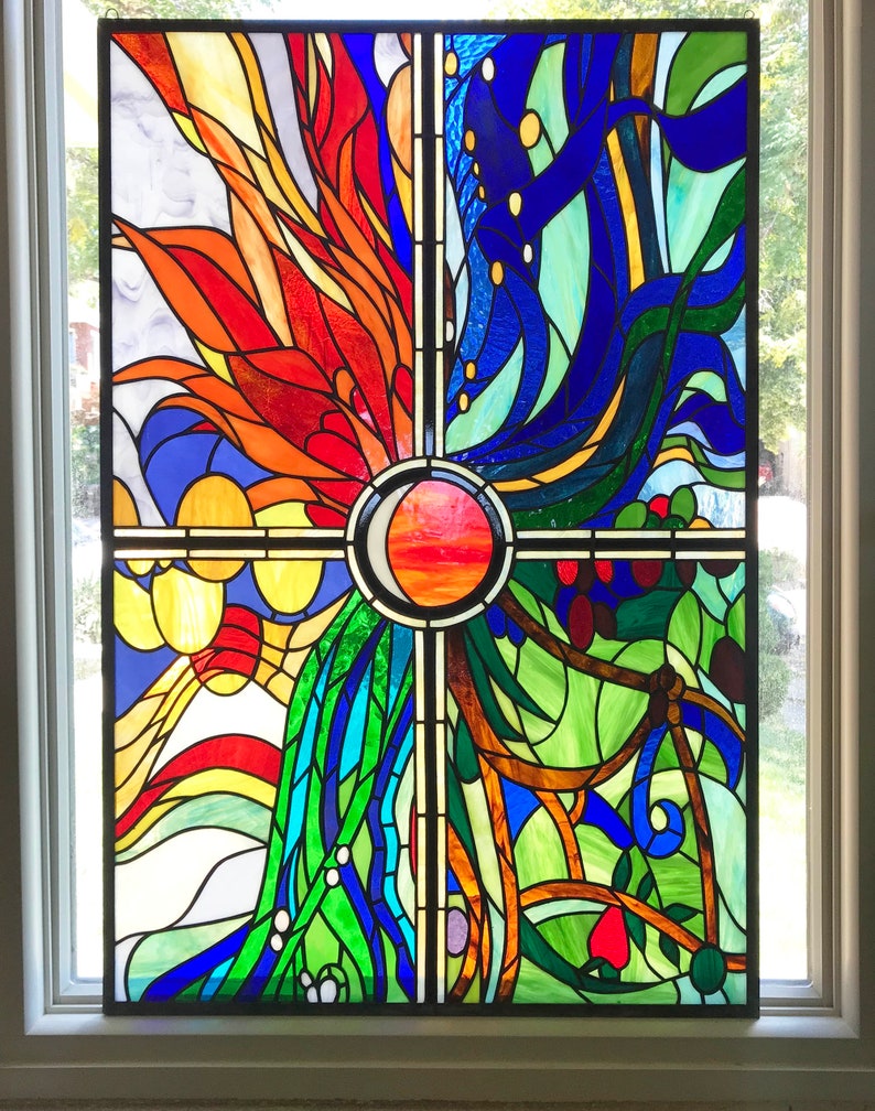 Stained Glass Window Panel Burst of Color 24 x 36 image 4