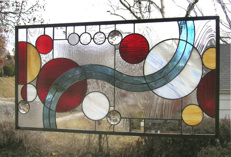 Panel de vidriera Estudio de dieciséis círculos en color 16 x 30 imagen 3