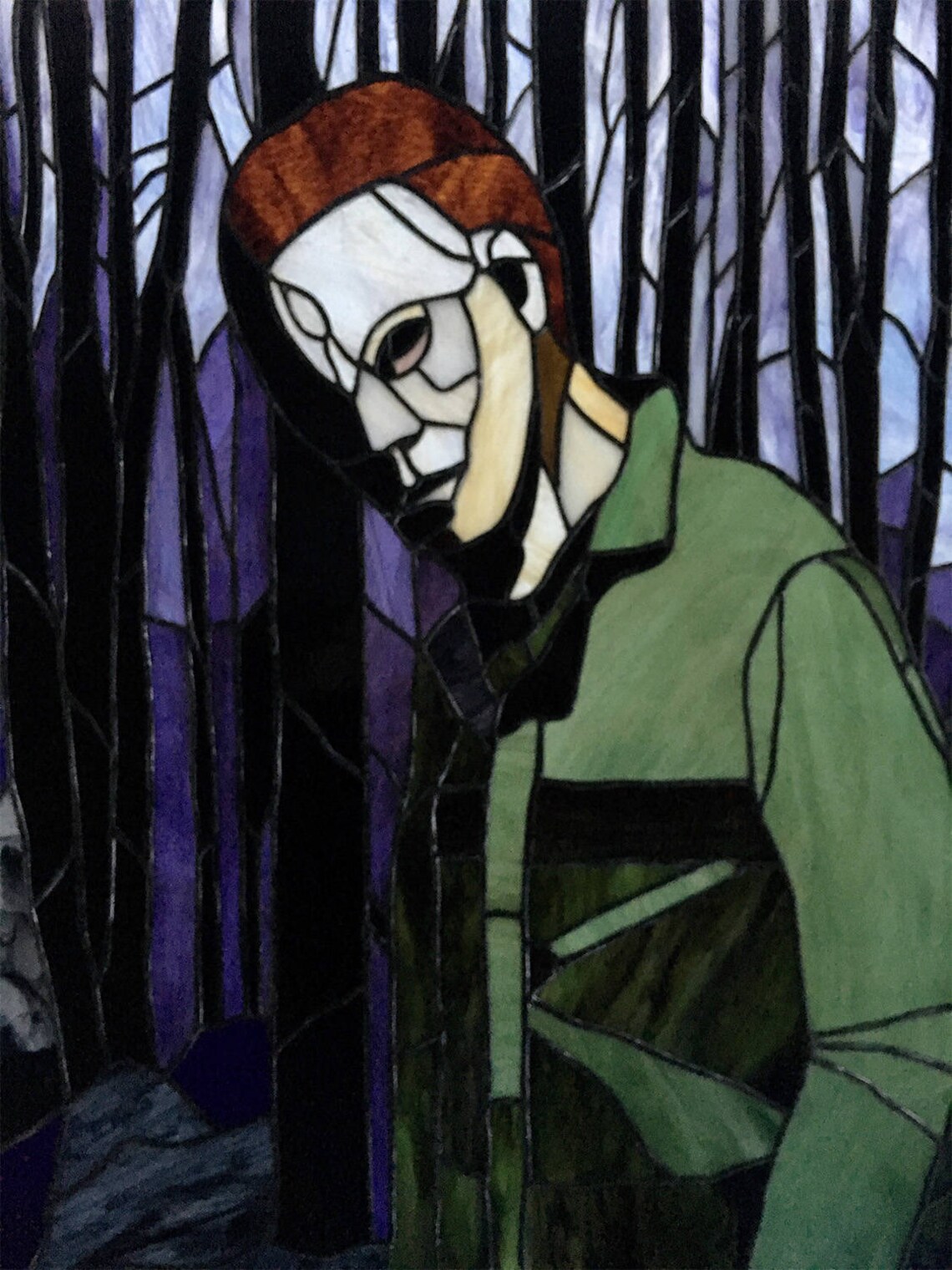 Stained Glass Window Panelhorror Figure Michael Myers Etsy