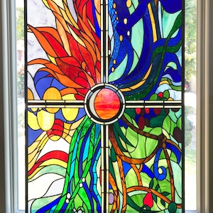 Stained Glass Window Panel Burst of Color 24 x 36 image 2