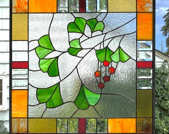 Ginkgo Leaves with Berries --26.5"  x 26.5"