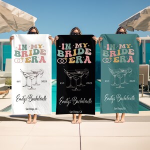 Personalized Bachelorette Beach Towel, Custom Name Bachelorette Party Pool Towel, Bachelorette Trip Gift, Custom Bride Beach Towel,