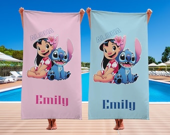 Stitch Beach Towel, Custom Beach Towel, Disney, Custom Stitch, Disney Trip, Birthday Gift, Christmas, Kids Gift, Personalization Gift