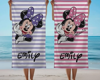 Mini Mouse Towels, Disney Family Vacation Towel, Custom Disney Towel, Checkered Mickey Towel Birthday Gift
