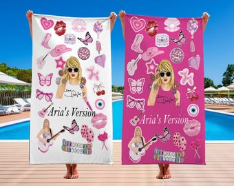 Personalized Beach Towels, for Kids Towel, girl beach towel, girls towel, Gift for Music Lovers,