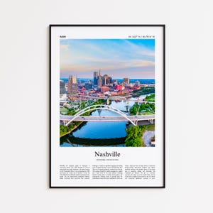Nashville Color Print, Nashville Real Photo Poster, Nashville Travel Poster Gift, Tennessee, United States, USA Travel poster, Minimal Print