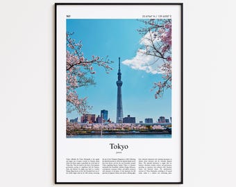 Tokyo kleurenprint, Tokyo echte fotoposter, Tokyo reisposter cadeau, Japan reisposter, minimal City print, kunst aan de muur print