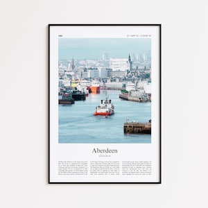 Aberdeen Color Print, Aberdeen Real Photo Poster, Aberdeen Travel Poster Gift, United Kingdom Travel poster, Minimal City Print
