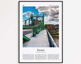 Easton Farbdruck, Easton Real Photo Poster, Easton Travel Poster Geschenk, Pennsylvania, USA, USA Reiseplakat, Minimal City Print