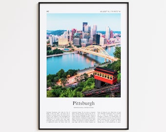 Pittsburgh Color Print, Pittsburgh Real Photo Poster, Pittsburgh Travel Poster Gift, Pennsylvania, United States, USA, Wall Art Print