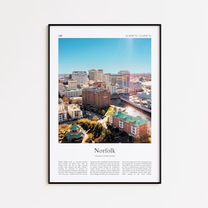 Norfolk Color Print, Norfolk Real Photo Poster, Norfolk Travel Poster Gift, Virginia, United States, USA Travel poster, Minimal City Print