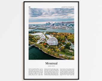 Montreal Color Print, Montreal Real Photo Poster, Montreal Travel Poster Gift, Quebec, Canada Travel poster, Minimal City Print