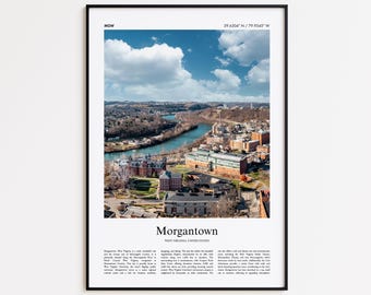 Morgantown Color Print, Morgantown Real Photo Poster, Morgantown Travel Poster Gift, West Virginia, United States, USA, Wall Art Print