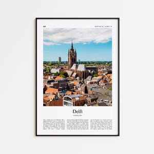 Delft Color Print, Delft Real Photo Poster, Delft Travel Poster Gift, Netherlands Travel poster, Minimal City Print, Wall Art Print