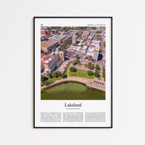 Lakeland Color Print, Lakeland Real Photo Poster, Lakeland Travel Poster Gift, Florida, United States, USA Travel poster, Minimal City Print