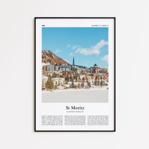 St Moritz Color Print, St Moritz Real Photo Poster, St Moritz Travel Poster Gift, Graubünden, Switzerland Travel poster, Minimal City Print
