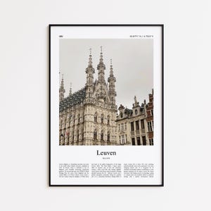 Kolorowy wydruk z Leuven, plakat z prawdziwym zdjęciem z Leuven, prezent z podróży do Leuven, plakat z podróży do Belgii, minimalistyczny wydruk miejski, wydruk artystyczny na ścianę