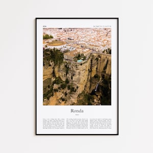 Ronda Color Print, Ronda Real Photo Poster, Ronda Travel Poster Gift, Spain Travel poster, Minimal City Print, Wall Art Print