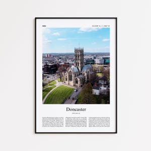 Doncaster Color Print, Doncaster Real Photo Poster, Doncaster Travel Poster Gift, England UK Travel poster, Minimal City Print