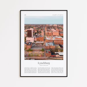 Lynchburg Color Print, Lynchburg Real Photo Poster, Lynchburg Travel Poster Gift, Virginia, United States, USA Travel poster, Minimal Print