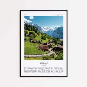 Wengen Color Print, Wengen Real Photo Poster, Wengen Travel Poster Gift, Switzerland Travel poster, Minimal City Print, Wall Art Print