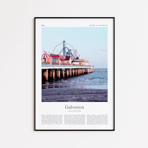 Galveston Color Print, Galveston Real Photo Poster, Galveston Travel Poster Gift, Texas, United States, USA Travel poster, Minimal Print
