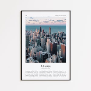 Chicago Color Print, Chicago Real Photo Poster, Chicago Travel Poster Gift, Illinois, United States, USA Travel poster, Minimal City Print