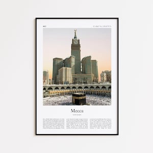 Mecca Color Print, Mecca Real Photo Poster, Mecca Travel Poster Gift, Saudi Arabia Travel poster, Minimal City Print, Wall Art Print