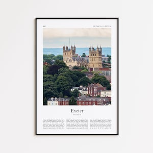 Exeter Color Print, Exeter Real Photo Poster, Exeter Travel Poster Gift, England UK Travel poster, Minimal City Print, Wall Art Print