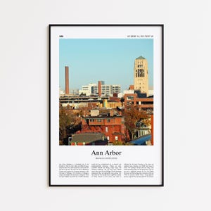 Ann Arbor Color Print, Ann Arbor Real Photo Poster, Ann Arbor Travel Poster Gift, Michigan, United States, USA Travel poster, Minimal Print