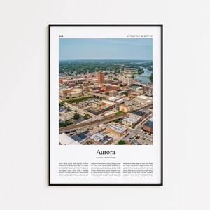 Aurora Color Print, Aurora Real Photo Poster, Aurora Travel Poster Gift, Illinois, United States, USA Travel poster, Minimal City Print