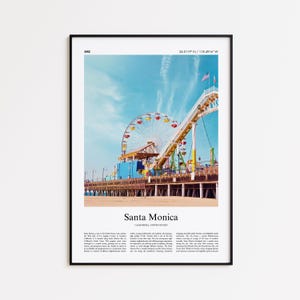 Stampa a colori di Santa Monica, poster con foto autentica di Santa Monica, poster regalo di viaggio di Santa Monica, California, Stati Uniti, USA, stampa artistica da parete
