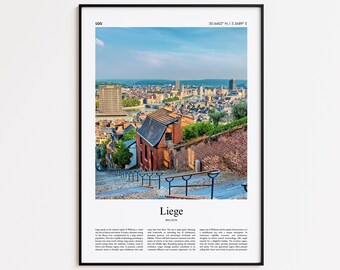Liege Color Print, Liege Real Photo Poster, Liege Travel Poster Gift, Belgium Travel poster, Minimal City Print, Wall Art Print