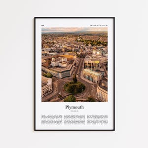 Plymouth Color Print, Plymouth Real Photo Poster, Plymouth Travel Poster Gift, United Kingdom Travel poster, Minimal City Print