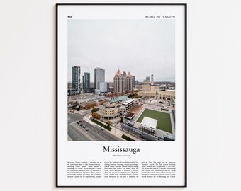 Mississauga Color Print, Mississauga Real Photo Poster, Mississauga Travel Poster Gift, Ontario, Canada Travel poster, Minimal City Print