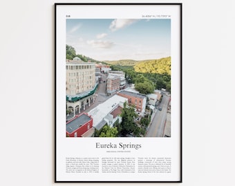 Eureka Springs kleurenafdruk, Eureka Springs echte foto poster, Eureka Springs reisposter cadeau, Arkansas, Verenigde Staten, VS