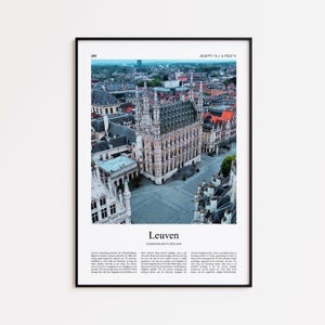 Kolorowy wydruk z Leuven, plakat z prawdziwym zdjęciem z Leuven, prezent z podróży do Leuven, Brabancja Flamandzka, Belgia, plakat podróżniczy, minimalistyczny wydruk miejski