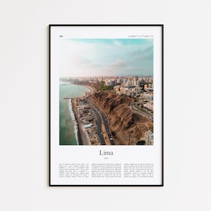 Impressão colorida de Lima, pôster fotográfico real de Lima, pôster de viagem de Lima para presente, pôster de viagem do Peru, impressão minimalista de cidade, impressão de arte de parede