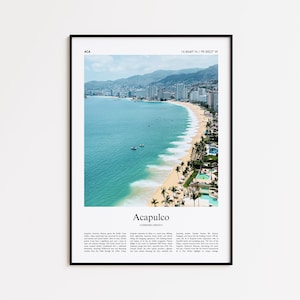 Acapulco Farbdruck, Acapulco Echtfoto Poster, Acapulco Reise Poster Geschenk, Guerrero, Mexiko Reiseplakat, Minimal City Print